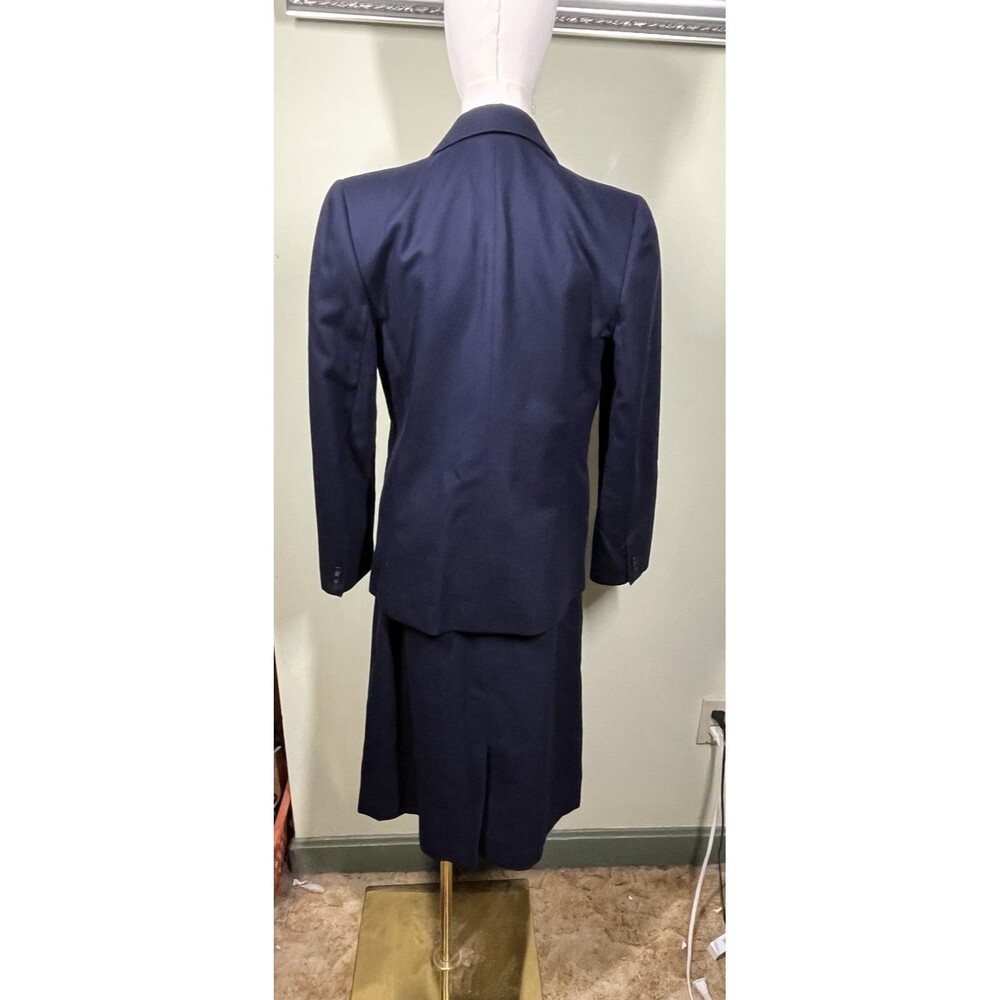 Vtg St Michael Womens 2-piece Navy Wool Sz 10 Blazer & Sz 12 Skirt Pleated Suit - Picture 6 of 16